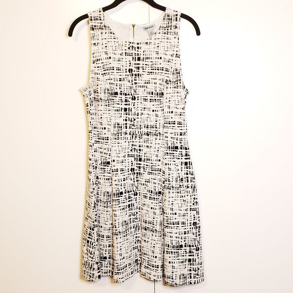 dkny dress black and white